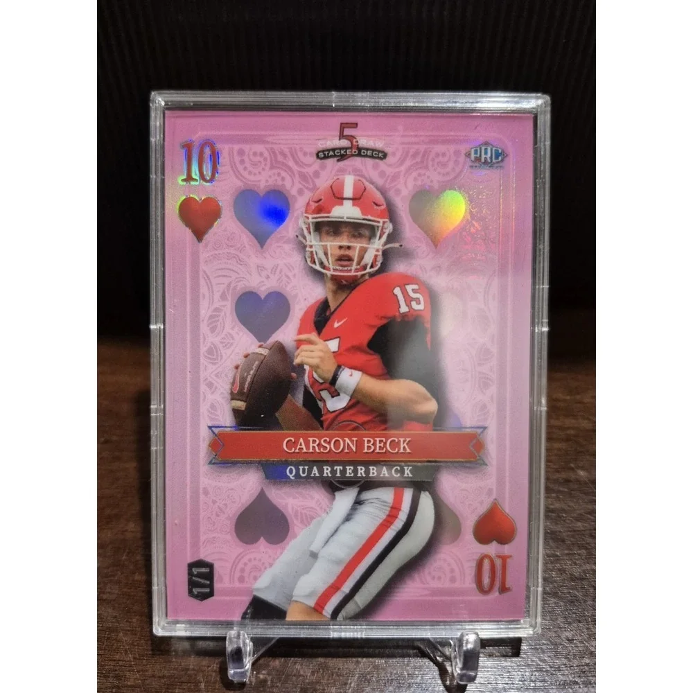 2024 Wild Card 5 Card Draw Carson‎ Beck Pink 10 of Hearts 1/1 Georgia Bulldogs